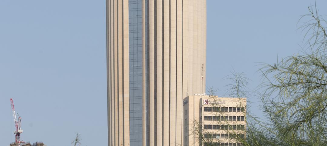 Reinforced concrete fins provide shade to the 300-meter-tall National Bank of Kuwait headquarters. Photo: Nigel Young/Foster + Partners