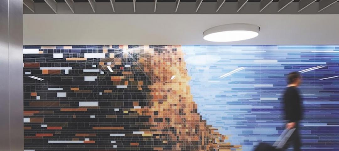 Decorative Vitro glass installation in O'Hare airports Terminal 5 expansion