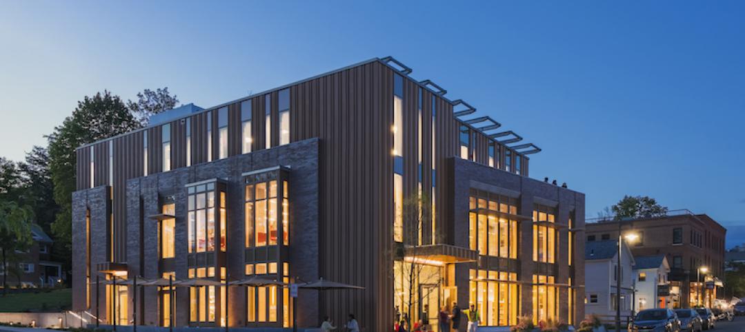 Williams College bookstore exterior at night