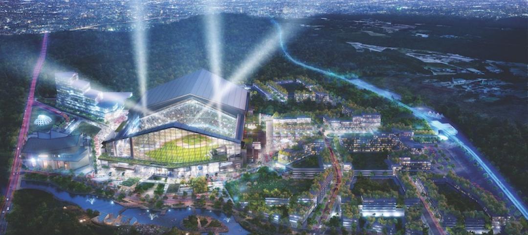 Aerial view of Nippon-Ham Fighters new ballpark