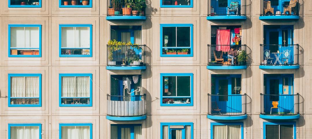 Typical apartment complex in U.S. West Coast city.