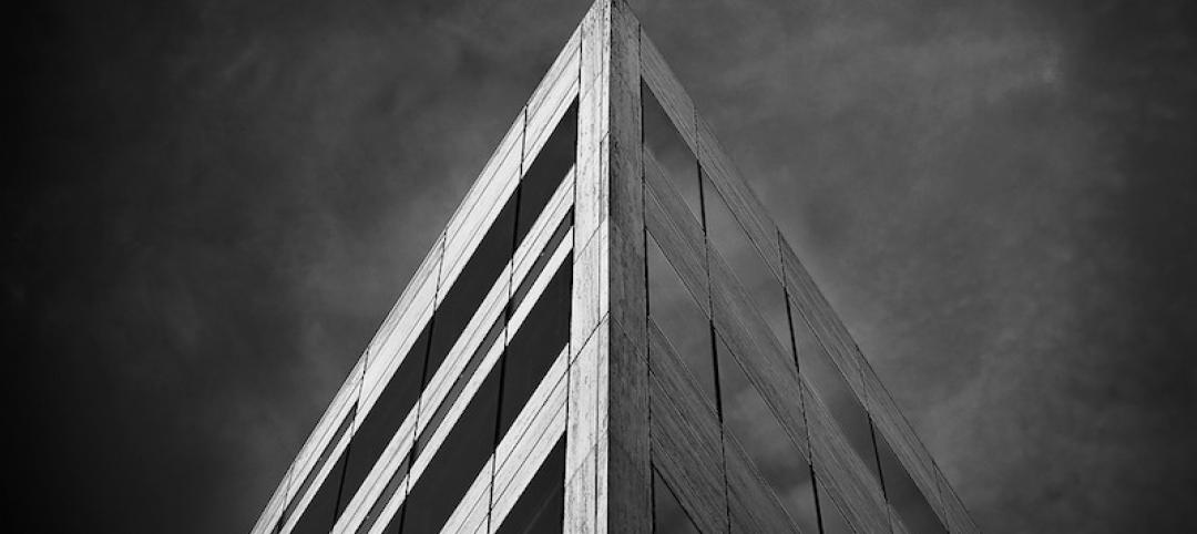 Corner of a building in black and white