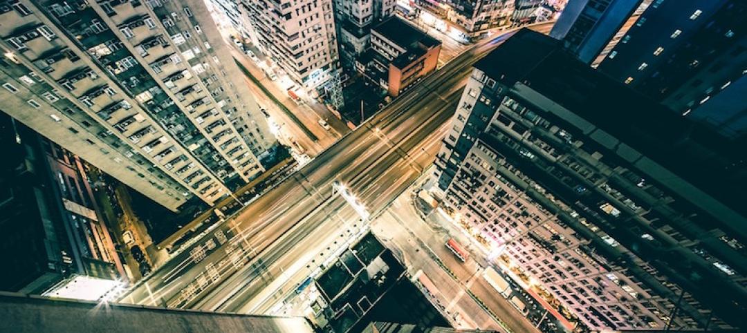 Aerial view of a city street