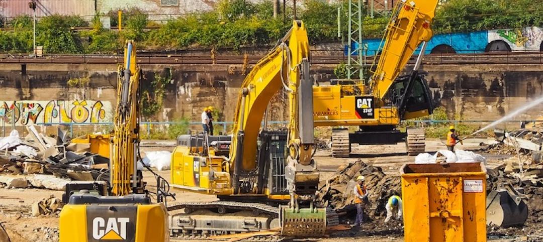 Machinery and workers on a construction site