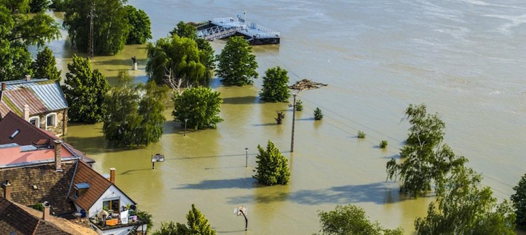 Flood waters in a neighborhood