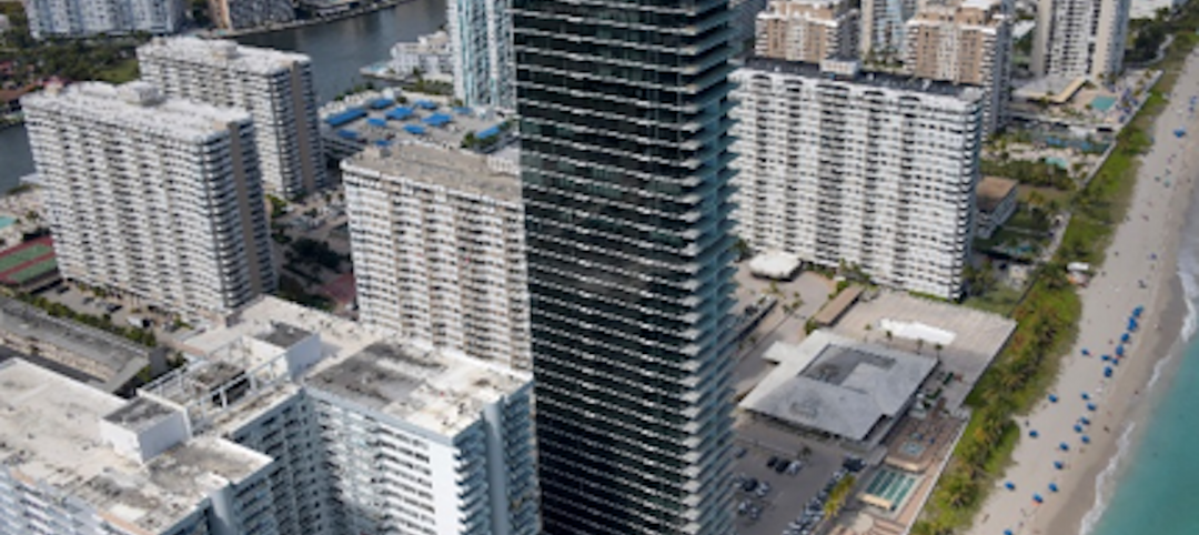 Aerial view of new Suffolk-built condominium 2000 Ocean, Hallandale, Fla. Photo: Courtesy Suffolk