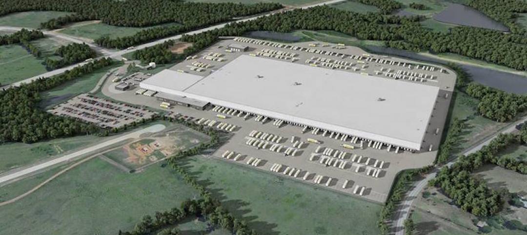 Aerial rendering of the new Dollar General distribution center designed by Leo A Daly