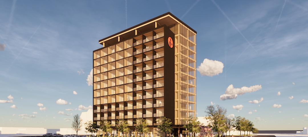 Rendering of mass timber Ramada Hotel