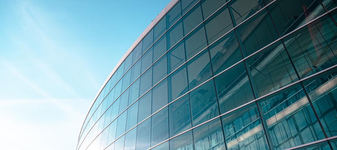 Exterior of modern glass office building