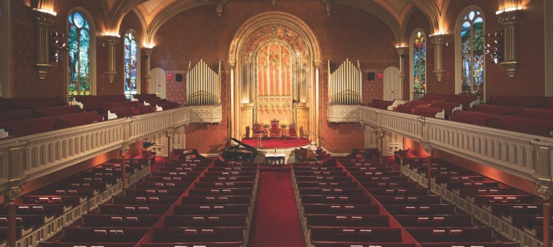 Decorative plaster and painted ceilings once again display their original beauty at this Marble Collegiate Church