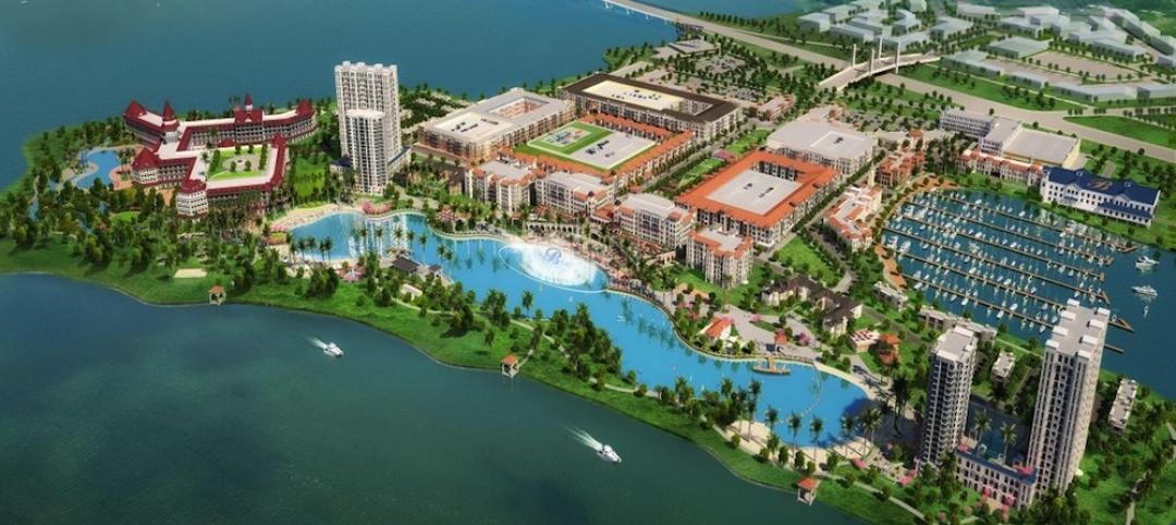 A man-made lagoon with a Bellagio-like fountain will be the highlight of a mixed-use project outside Dallas