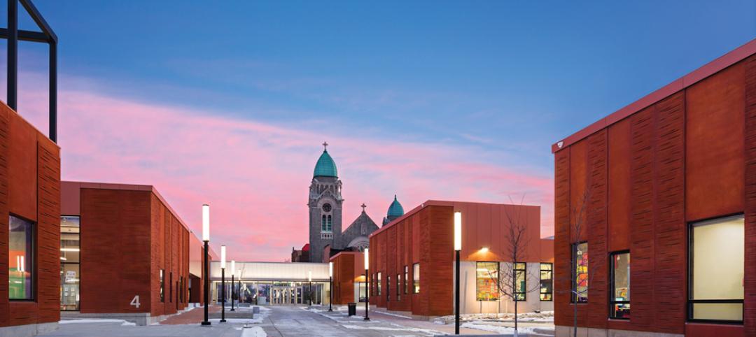 Low-rise structures and pedestrian streets characterize the new Henderson-Hopkin