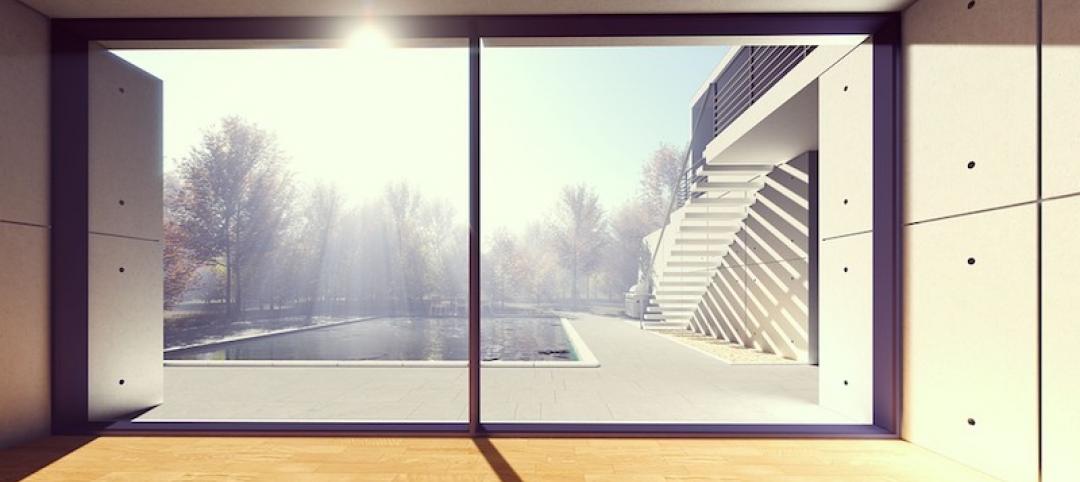 Large window overlooking a pool