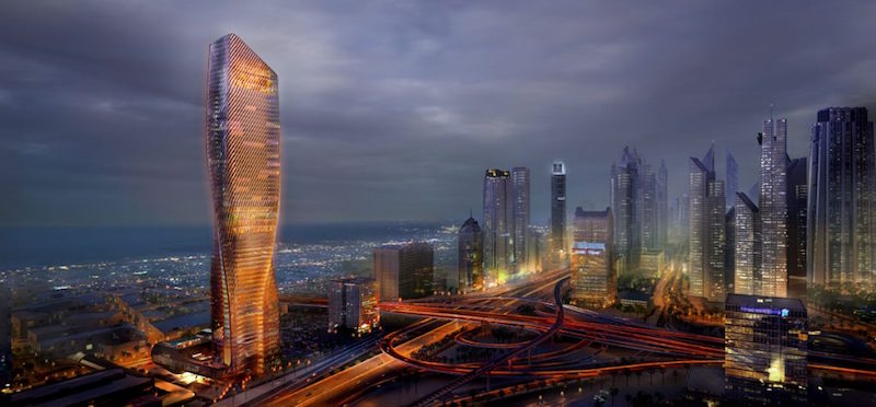 Wasl Tower at night